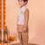 boys camel brown silk blend  geometric jacquard floral kurta & dhoti set with waistcoat