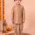 boys camel brown silk blend  geometric jacquard floral kurta & dhoti set with waistcoat