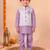 boys lilac silk blend  geometric jacquard floral kurta & dhoti set with waistcoat