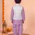 boys lilac silk blend  geometric jacquard floral kurta & dhoti set with waistcoat