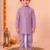 boys lilac silk blend  geometric jacquard floral kurta & dhoti set with waistcoat