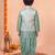 boys sea green silk blend  geometric jacquard floral kurta & dhoti set with waistcoat