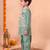 boys sea green silk blend  geometric jacquard floral kurta & dhoti set with waistcoat