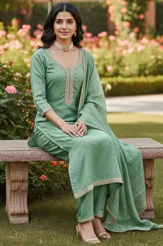 sea green weaved chanderi butti unstitched dress material 