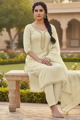 white weaved chanderi butti unstitched dress material 