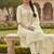 white weaved chanderi butti unstitched dress material 