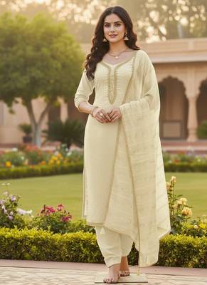 white weaved chanderi butti unstitched dress material  3