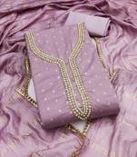lavender weaved chanderi butti unstitched dress material 