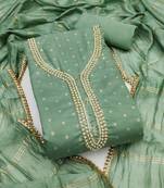 sea green weaved chanderi butti unstitched dress material 