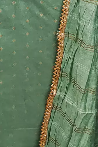 sea green weaved chanderi butti unstitched dress material 