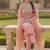 pink weaved chanderi butti unstitched dress material 