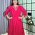 hot rani pink color handwork neckline mull chanderi kurti palazzo set