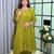 mehendi color handwork neckline mull chanderi kurti palazzo set