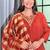 orange color handwork neckline mull chanderi kurti palazzo set