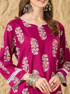 Women printed topper with lace work  5