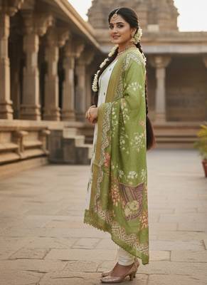 white embroidered roman silk unstitched dress material  3