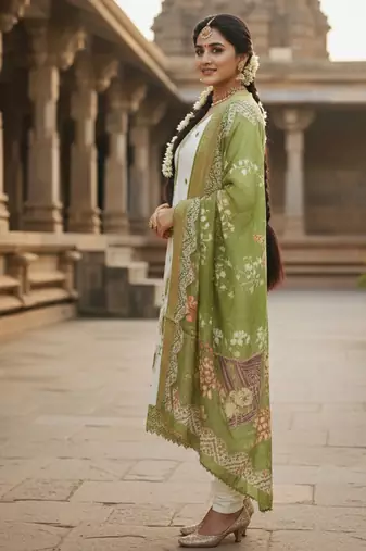 white embroidered roman silk unstitched dress material 