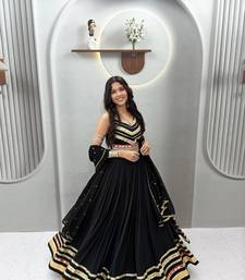 Black Cotton Navaratri Lehenga Choli