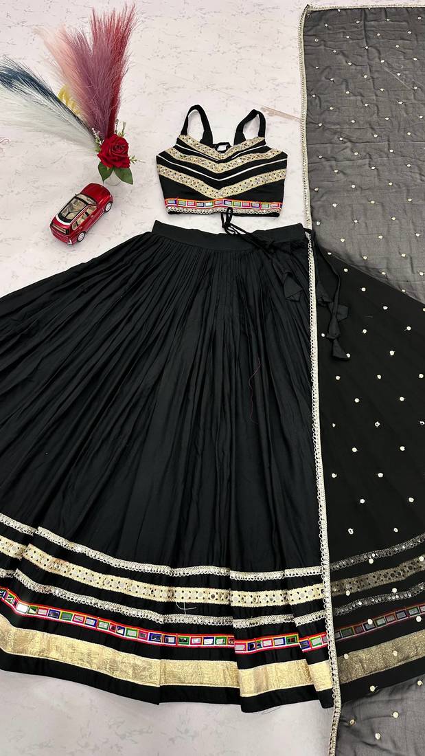 Black Cotton Navaratri Lehenga Choli