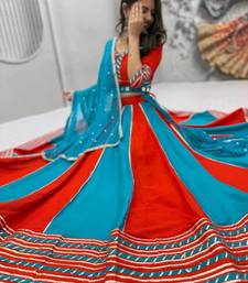 Navaratri Orange Cotton Lehenga Choli