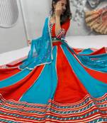Navaratri Orange Cotton Lehenga Choli