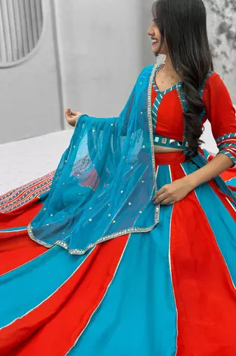 Navaratri Orange Cotton Lehenga Choli