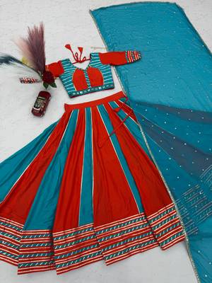 Navaratri Orange Cotton Lehenga Choli 4