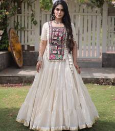 WHITEKora Cotton Navratri Lehenga Choli with Kutchi Patch Work | Fully Stitched Chaniya Choli for Navratri