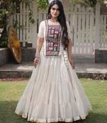 WHITEKora Cotton Navratri Lehenga Choli with Kutchi Patch Work | Fully Stitched Chaniya Choli for Navratri