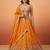 Orange Tissue with Colourful Peacock Embroidery Semi-Stitched Lehenga Set