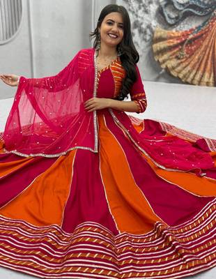 Navaratri Red Cotton Lehenga Choli 1