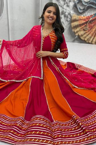 Navaratri Red Cotton Lehenga Choli
