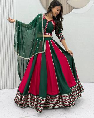 Navaratri Green Cotton Lehenga Choli 1