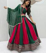 Navaratri Green Cotton Lehenga Choli