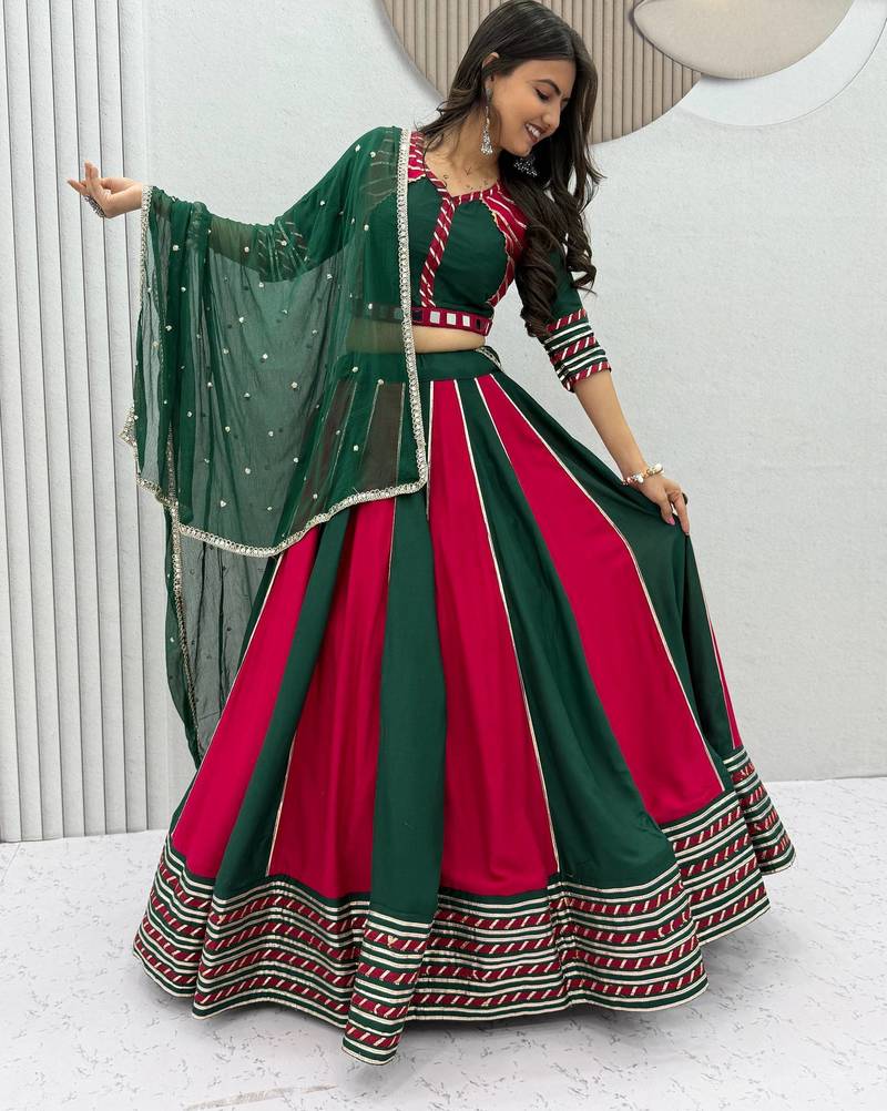 Navaratri Green Cotton Lehenga Choli