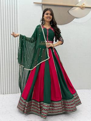 Navaratri Green Cotton Lehenga Choli 3
