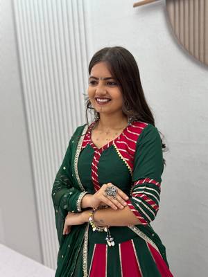 Navaratri Green Cotton Lehenga Choli 4