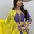 Lemon Yellow & Lavender Pure Cotton Chaniya Choli for Navratri with Real Hand Work & Dupatta