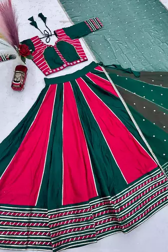 Navaratri Green Cotton Lehenga Choli