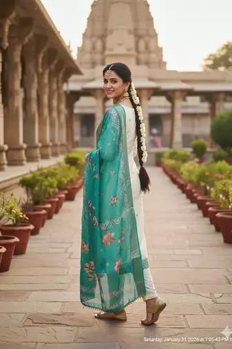 white embroidered roman silk unstitched dress material 