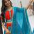 Red & Turquoise Blue Pure Cotton Chaniya Choli for Navratri with Real Hand Work & Dupatta