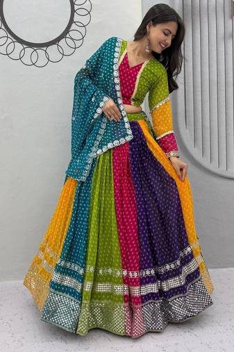 Multi Color Georgette Lehenga Choli