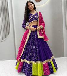 Violet Faux Georgette Navaratri Lehenga Choli