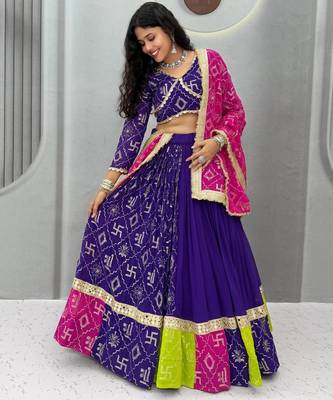 Violet Faux Georgette Navaratri Lehenga Choli 2