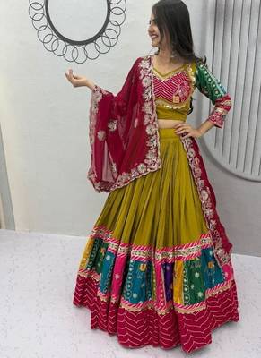 Navaratri Navy Blue Cotton Lehenga Choli 1
