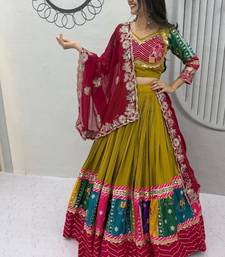 Navaratri Navy Blue Cotton Lehenga Choli
