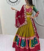 Navaratri Navy Blue Cotton Lehenga Choli