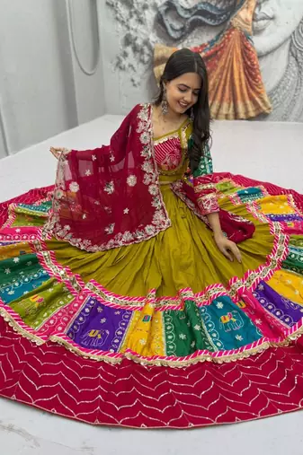 Navaratri Navy Blue Cotton Lehenga Choli