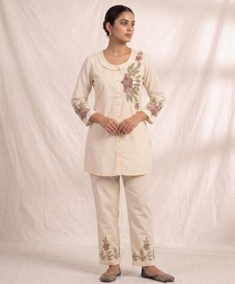 White rayon cord set in white color 1