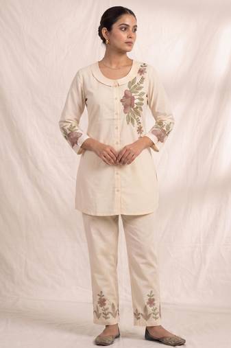 White rayon cord set in white color